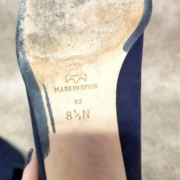 Evan Picone Womens Size 8.5 N Blue Leather Slip On Loafer 2.5" Heels - Picture 9 of 10